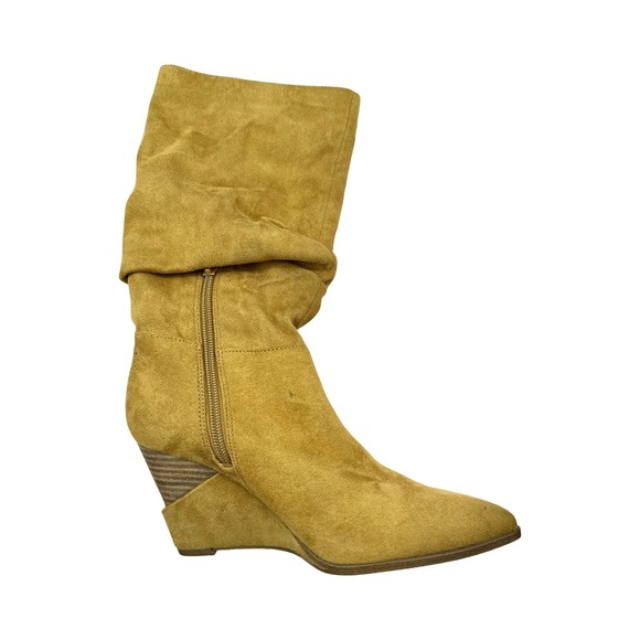 Jessica Simpson Helveta 2 Wedge Boot Tan Suede Size 6.5 Slouch Zip - Picture 3 of 12